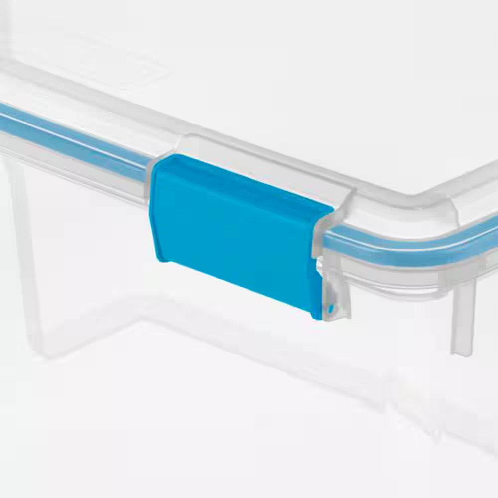 54 Qt. Plastic Stackable Storage Bin with Gasket Latch Lid, Clear (4-Pack)