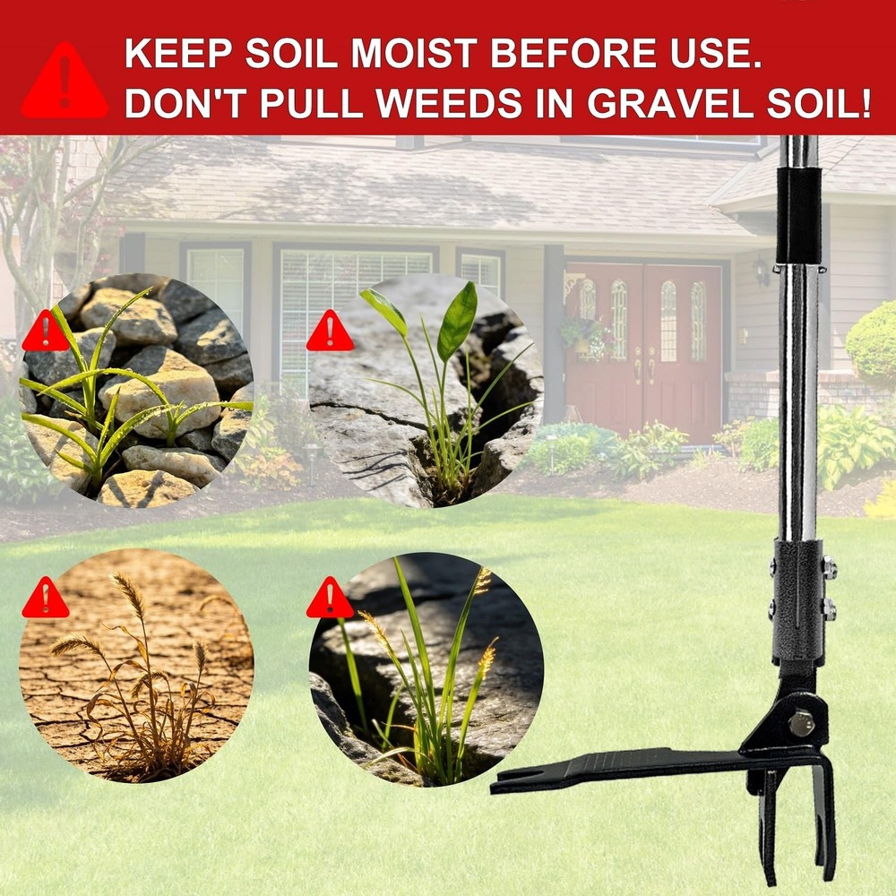 Weed Puller Tool, Heavy Duty Stand Up Weeder Tool with Long 4 Claw, black