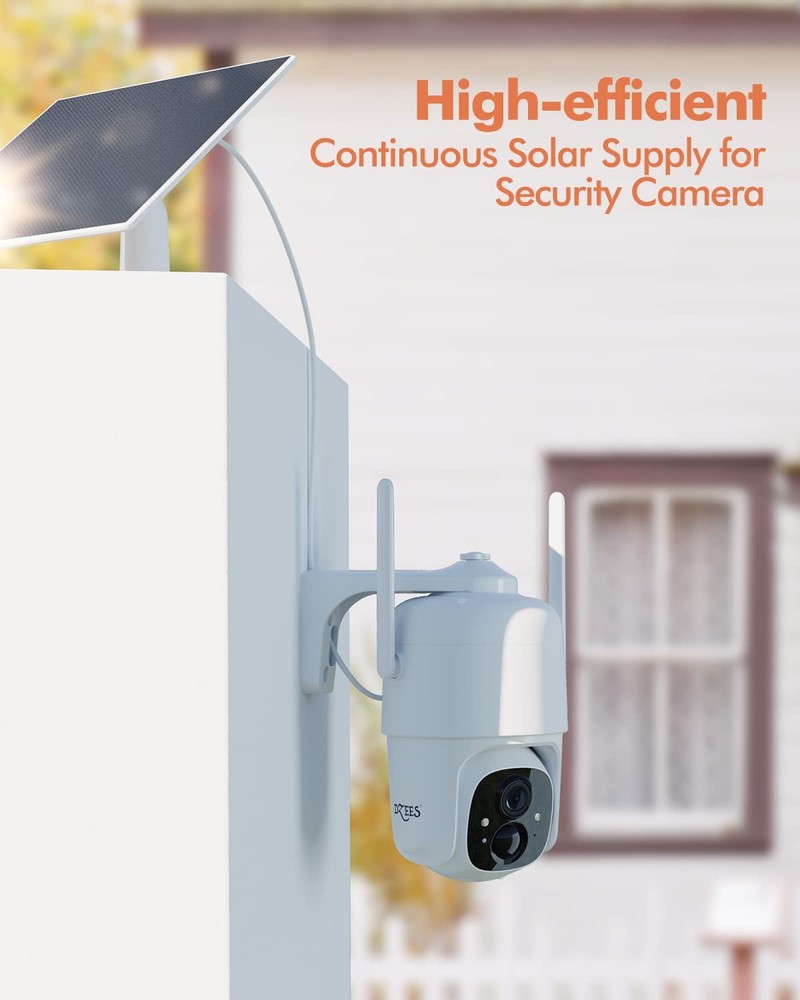 Dzees Solar Panel for USB-C Port Security Camera SPD3, Black and White