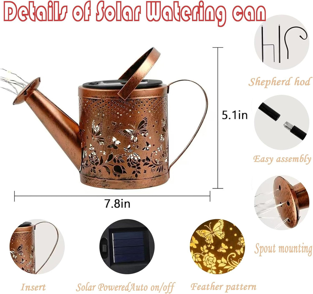 Solar Watering Can Lights,Led Solar Lantern String Light Outdoor Garden Waterpro