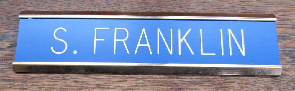 Dilbertian magnetic cubicle name tag S. Franklin