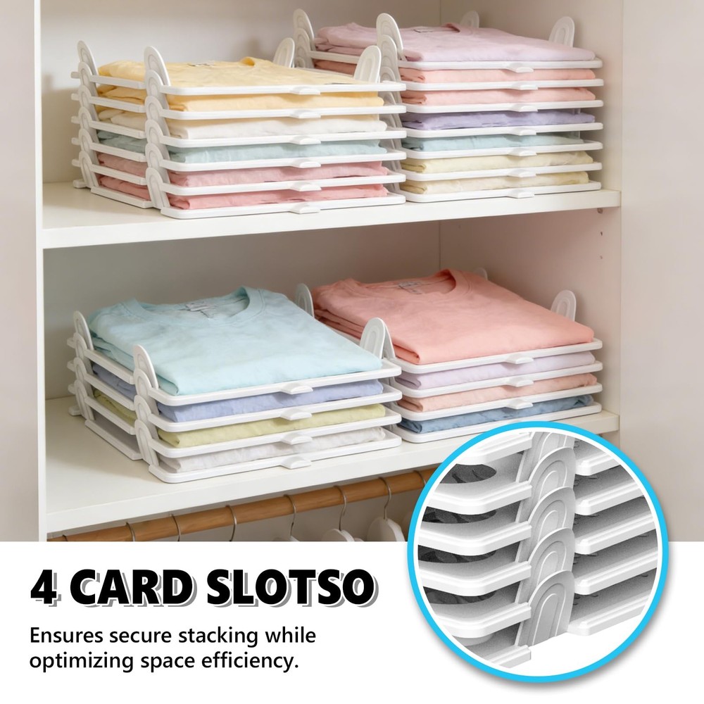 10Pc Stackable Closet Organizer & Shirt Folder Board Bundle Tshirt Organizer ...
