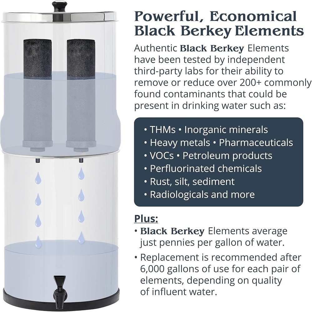 Black Berkey Water Filter Elements (2-Pack) BB9-2 | 6000 Gal Purifier