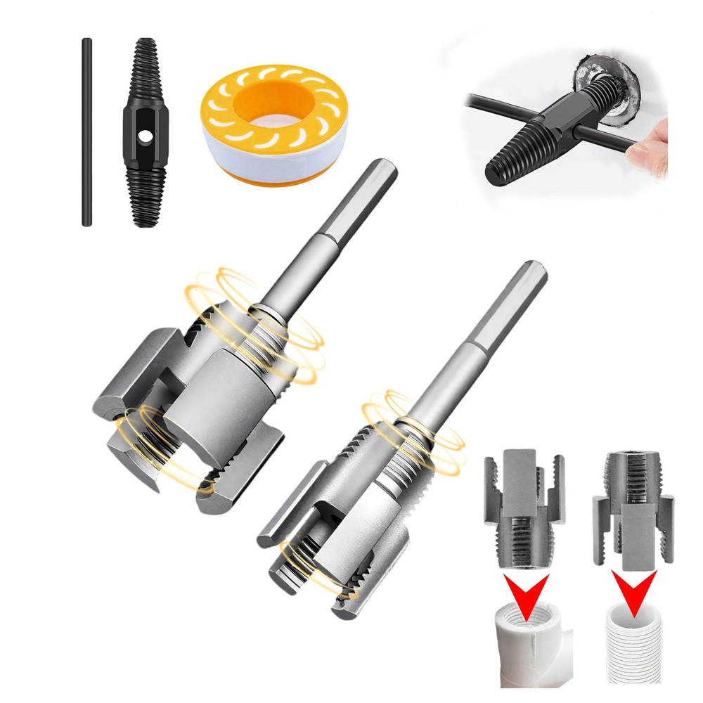 Integrated Internal & External Pipe Threading Tool with Screw Extractor & Sea...