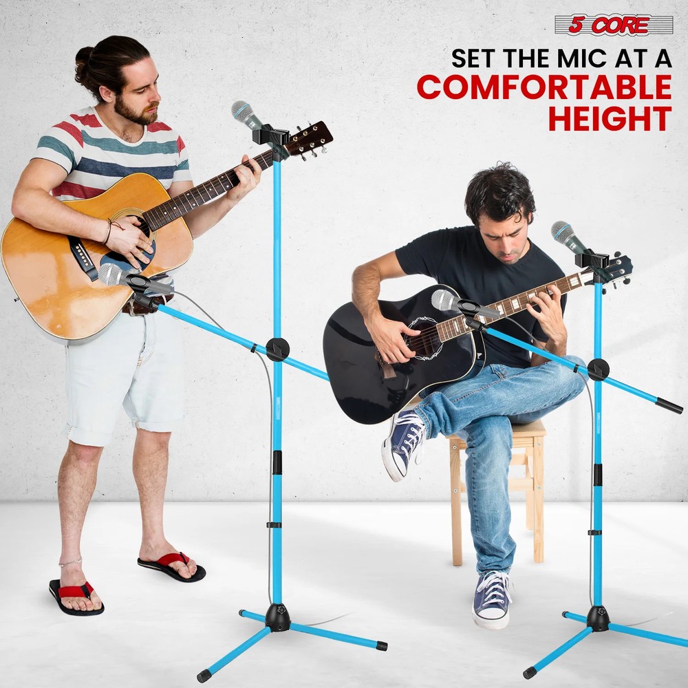 5 Core Microphone Stand Floor Height Adjustable w Extending Telescoping Boom Arm
