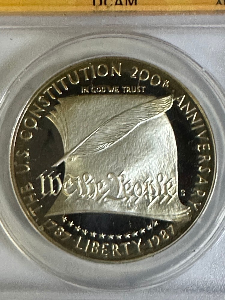 1987 S $1 Constitution (Silver)(Commemorative), ANACS PF68DCAM