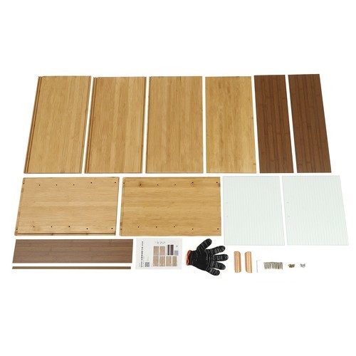 Kitchen Sideboard Bamboo Storage Cabinet with 2 Sliding Door Cupboard Sideboard