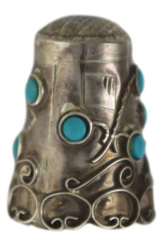 Sterling Silver Thimble set with Turquoise MEXICAN SILVER