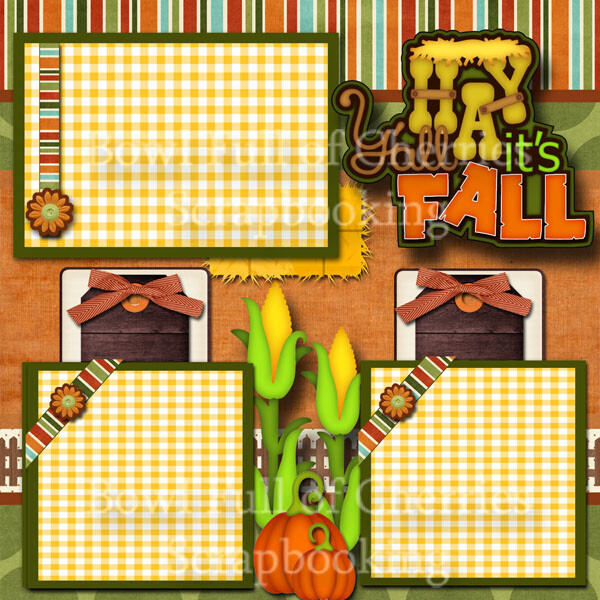 FALL ~ AUTUMN 2 premade pages paper piecing layout corn maze printed CHERRY 0021