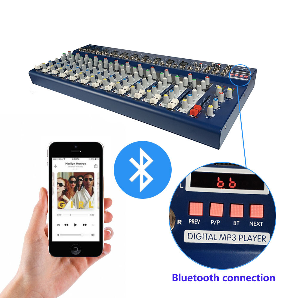 Pro 14CH Audio Mixer Function USB Mixing Console Stage Live Studio Mixer System