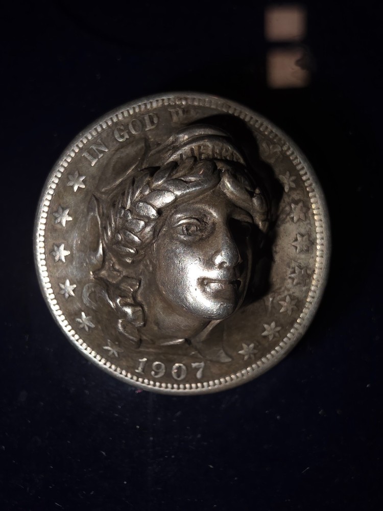 VERY RARE 1908 Barber Half Dollar Repousse' pin