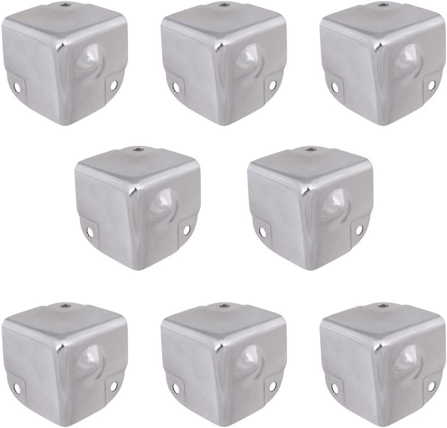 8Pcs Galvanized Tool Box Corner Protectors Aluminum Angle Guard Silver