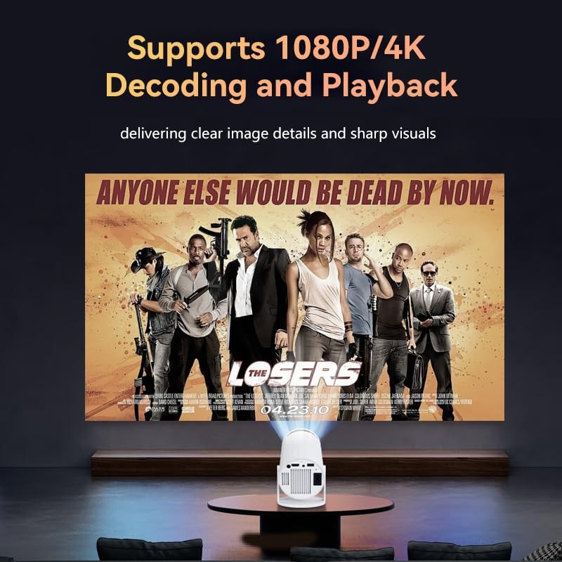 Mini Projector With WIFI and Bluetooth, Portable Projector 4K Support, Androi...