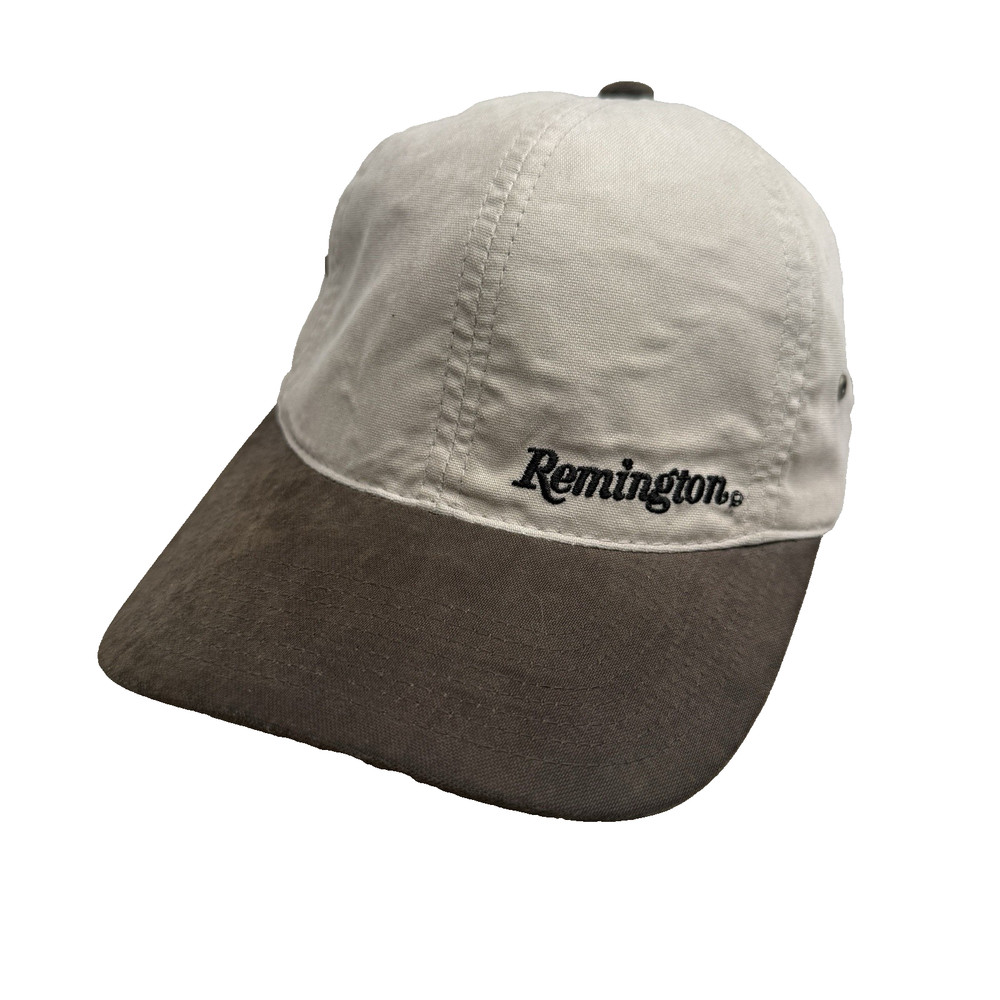 Remington Logo Youth Hat Cap Beige Brown Adjustable Strapback Vented Hunter EUC