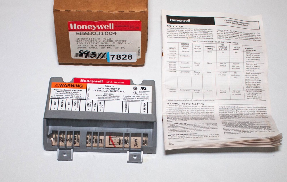 Honeywell S8680J1004 Intermittent Pilot Gas Control 100% Shut Off IP