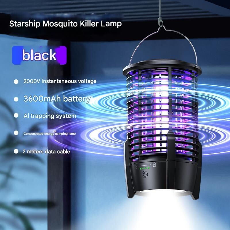 Bug Zapper Outdoor, Detachable Mosquito Zapper, black