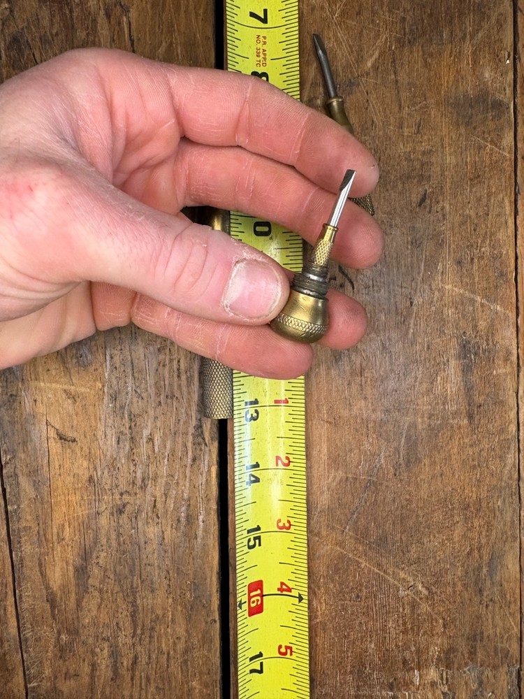 Vintage Solid Brass 4-piece Nesting Screwdriver Set Flat Head 6" Antique Tool