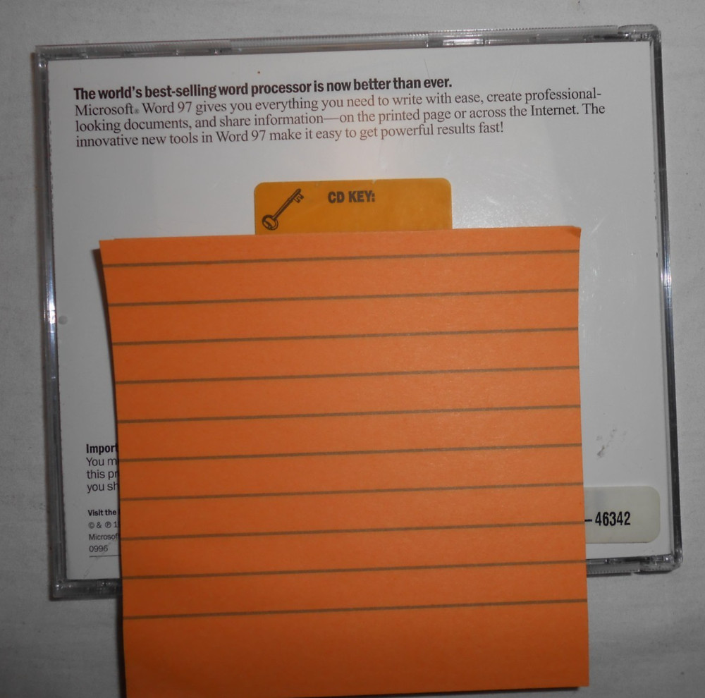 Microsoft Word 97 Upgrade for Windows 95/NT - CD-ROM Software With Key