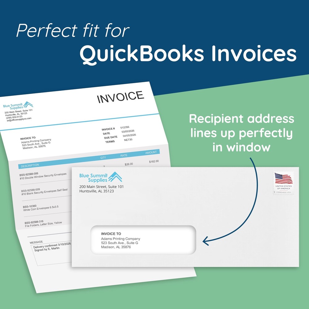 500#10 Left Window Envelopes - Thick Gummed Seal - Single Window Envelopes fo...