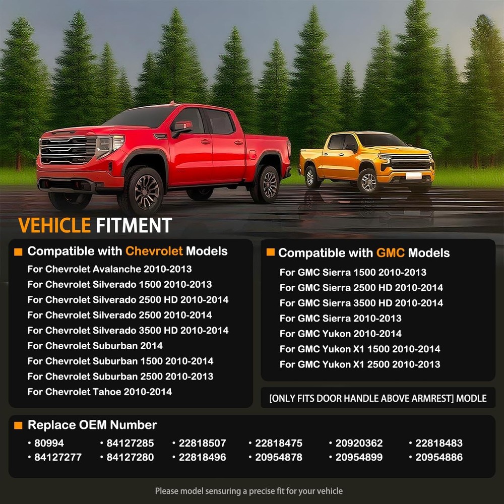 80994 Front Driver & Passenger Side Armrest & Side, Black