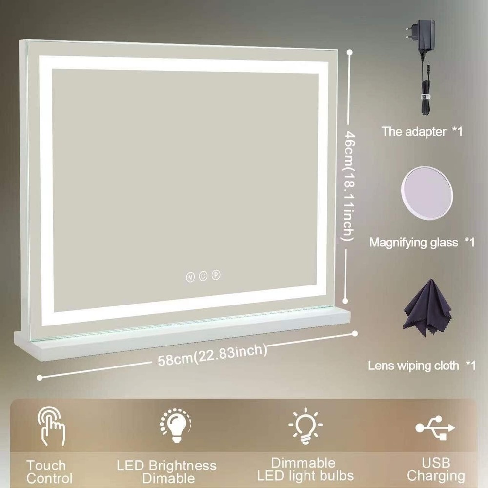 23"x18" Makeup Mirror Vanity with Lights 3 Color Modes & Adjustable Brightness