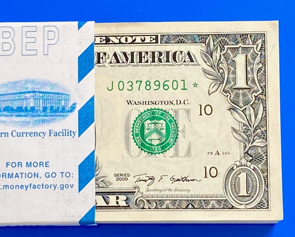 2009 STAR NOTE $1 Dollar Bill ( KANSAS J ) Low Print- Uncirculated