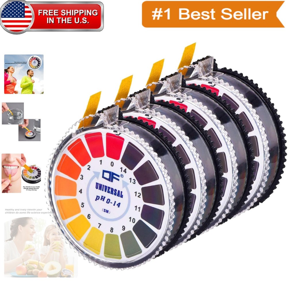 Versatile 4-Pack pH Test Strips Roll - Ideal for Hydroponics, Labs & Education