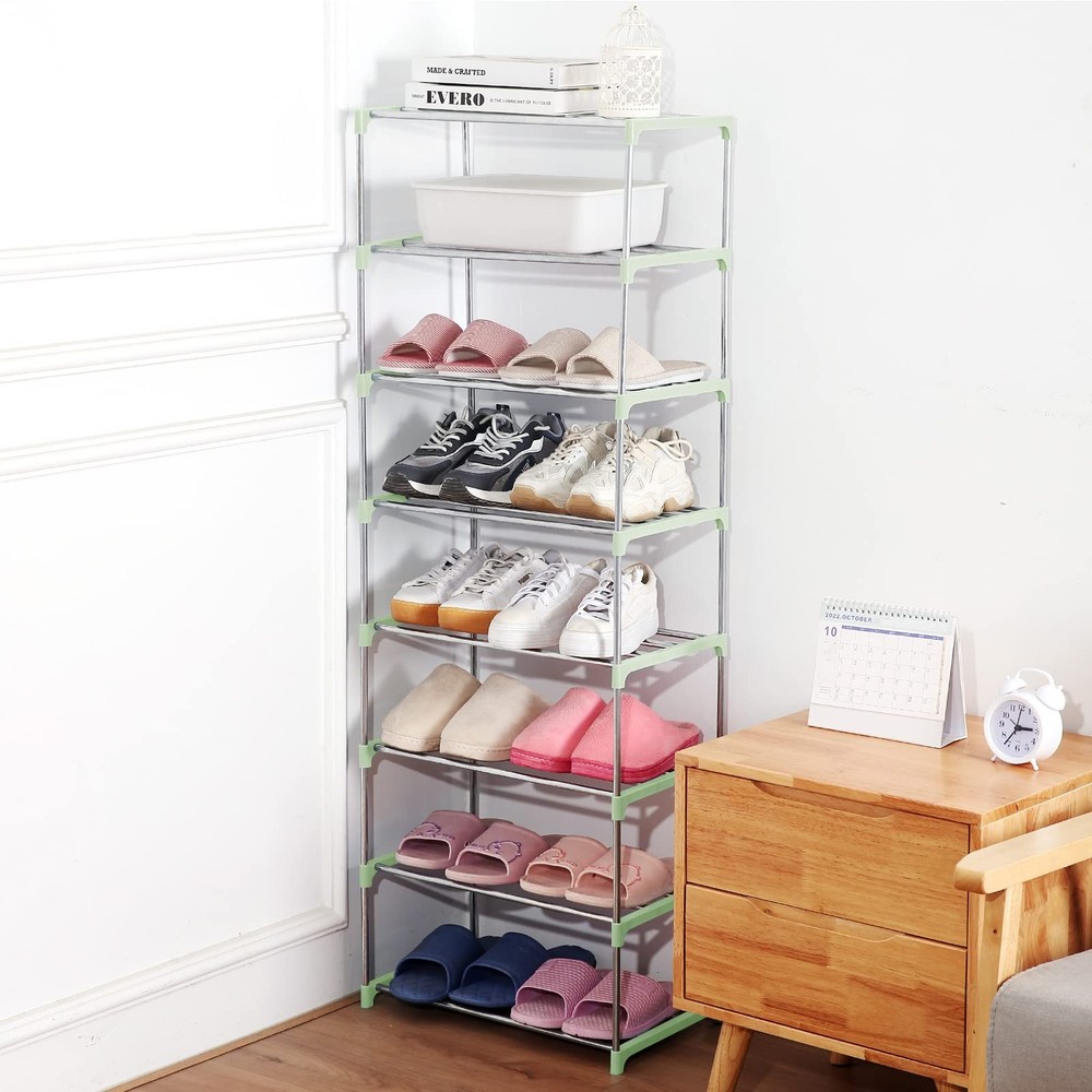 Small Shoe Rack, Narrow Stackable Shoe Shelf Organizer for Entryway, Doorway ...