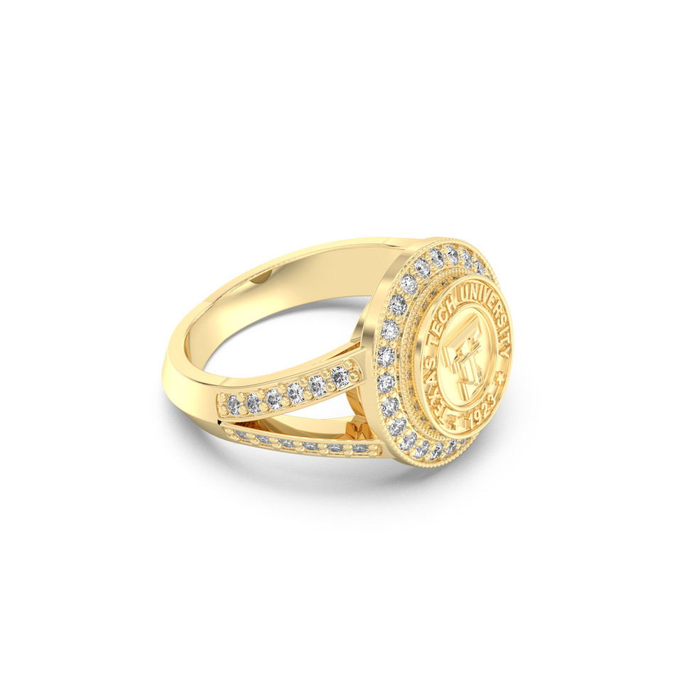 Texas Tech University 1923 Gold Class Ring with Sparkling Stones – Premium Gradu