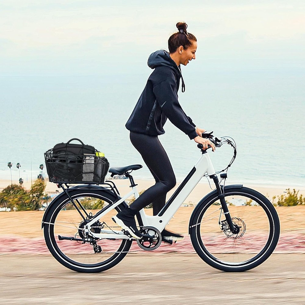 Versatile Iron Bicycle Rear Basket with Adjustable Cargo Net - Easy Installation