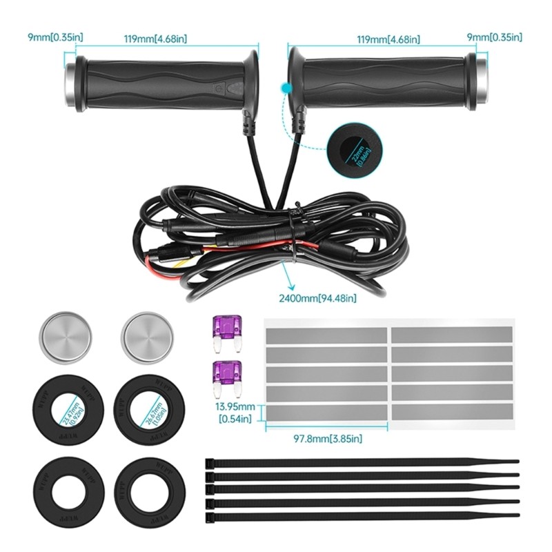 Handlebar Grips with Electric Heating Adjustable Warmth for Motorcycles Durable