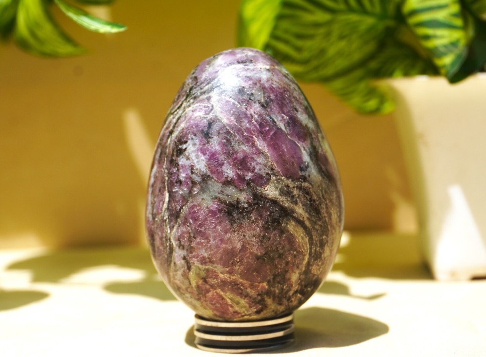 Large 65MM Pink Ruby Corundum In Matrix Stone Healing Mineral Metaphysical Egg