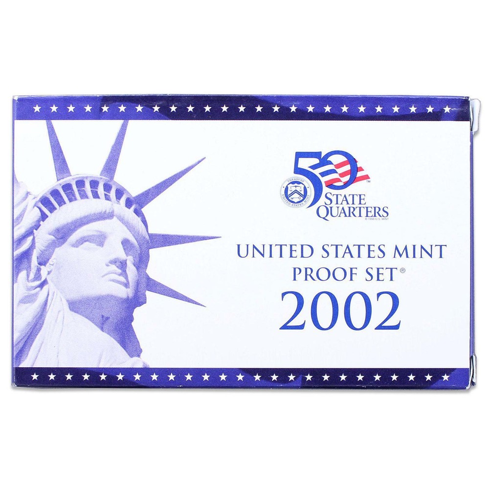 2002 S Proof Set Original Box & COA 10 Coins CN-Clad