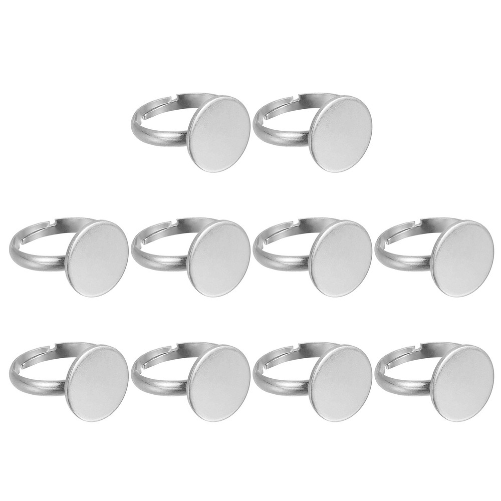 10 Pcs Metal Base Blank, 14mm Adjustable Pad Blank Base for DIY, Silver