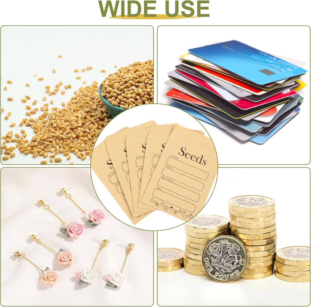 156 PCS Seed Envelopes 3.15”x 4.72”, Seed Packets Envelopes Kraft Seeds Saving E