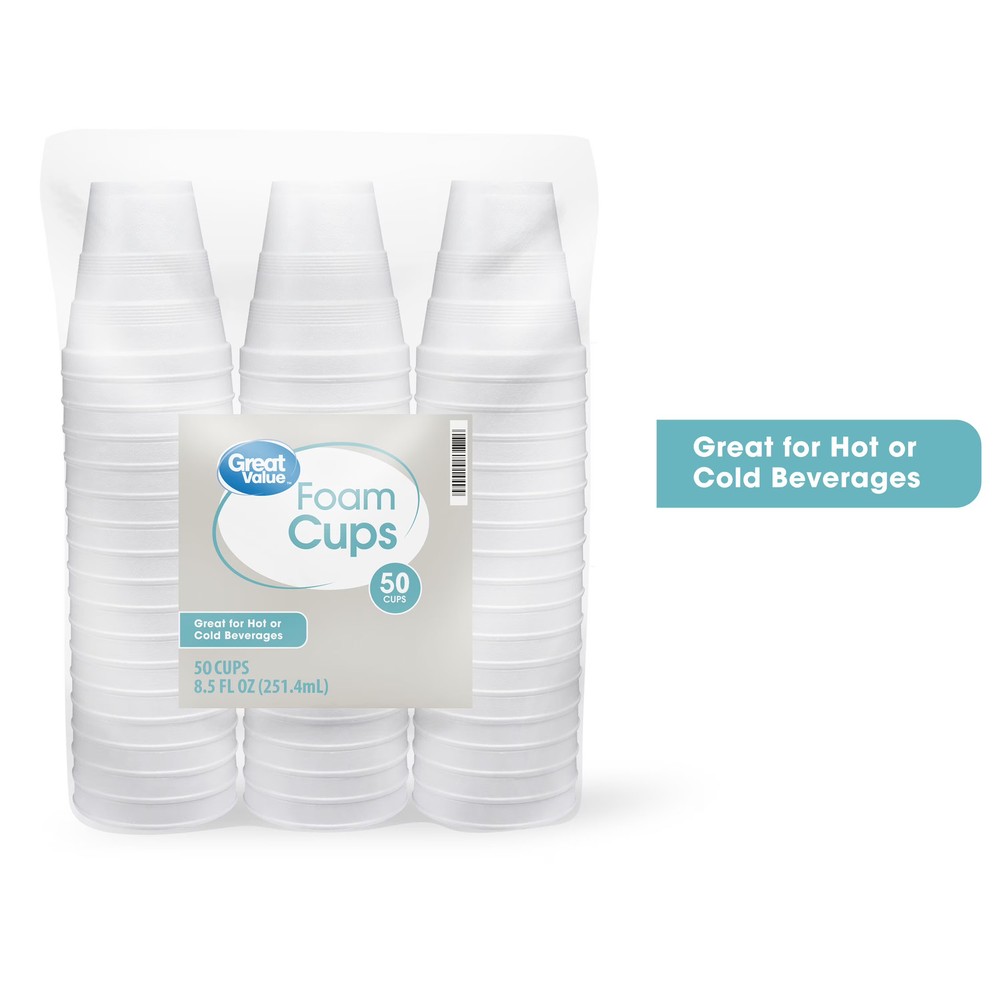 (8 pack) Great Value Disposable Foam Cups, 8 Ounce, 50 Count