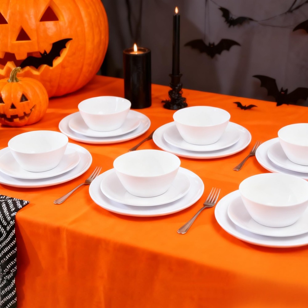 Melamine Dinnerware Sets,18-piece Melamine Plates and Bowls Set, Unbreakable ...