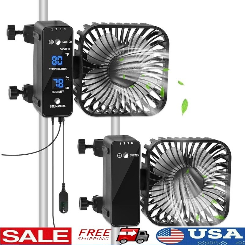 Dual Fan Plant Growth System Real Time Humidity Control Adjustable Airflow 2Pack