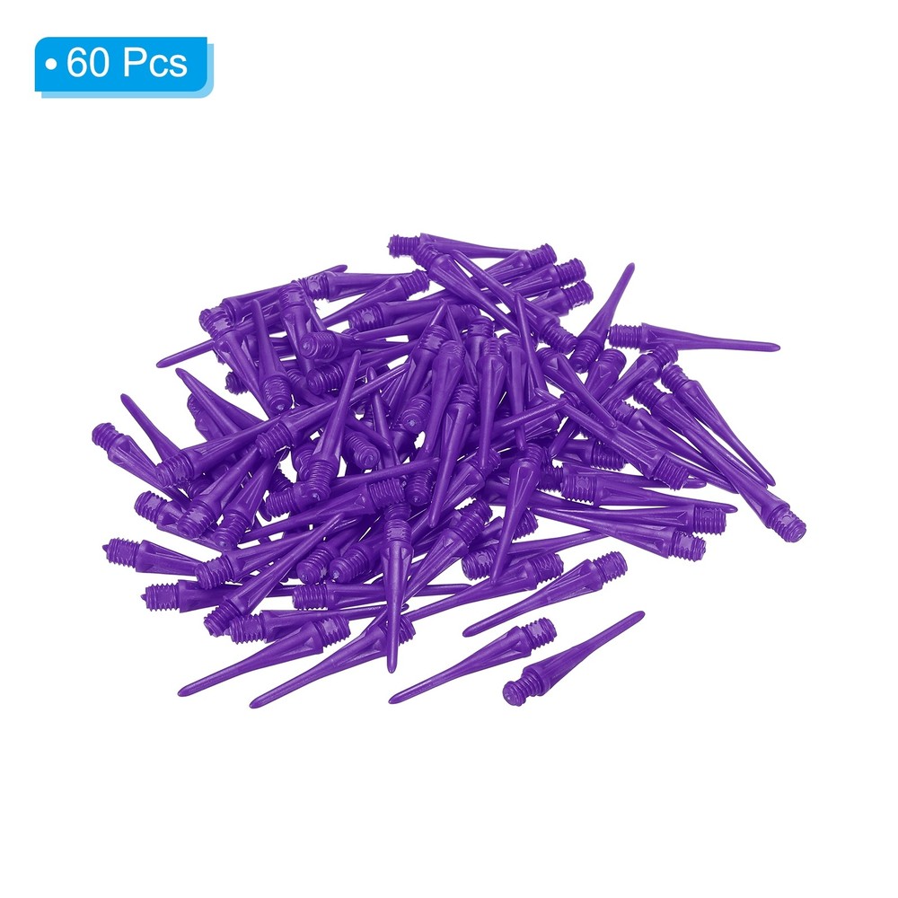 60X Plastic Dart Tips 2BA Thread Soft Dart Tips Plastic Tip Purple