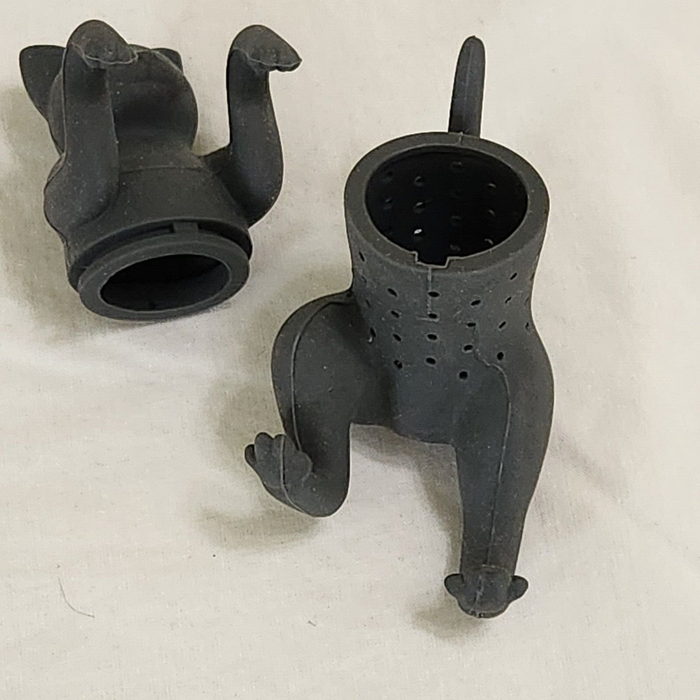 Tea Infuser Gray Cat Reusable Silicone Strainer Filter Leaf Spice 4" -K