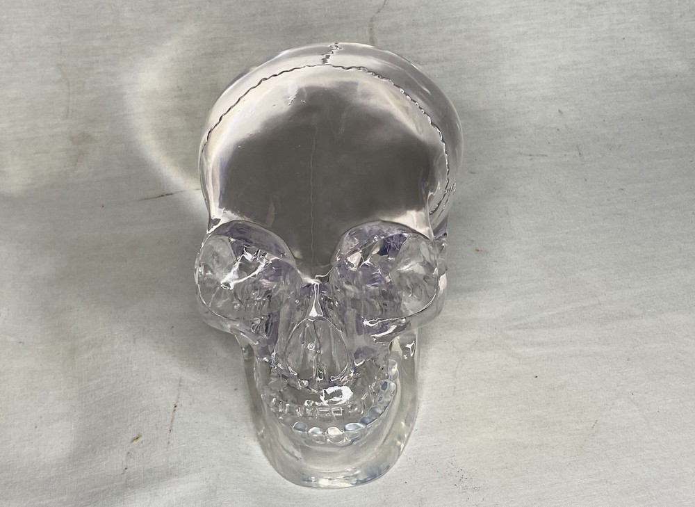 Mitchell Hedges Ancient Crystal Skull Replica, Solid Acrylic, Color Book, Signed