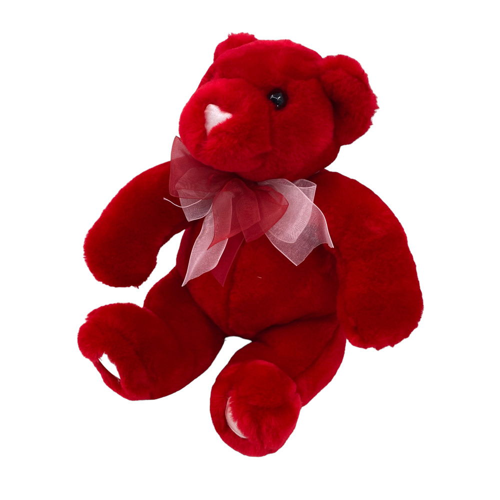 Commonwealth Teddy Bear Red Plush Stuffed Animal Softee Bear Hearts 2002 Vintage