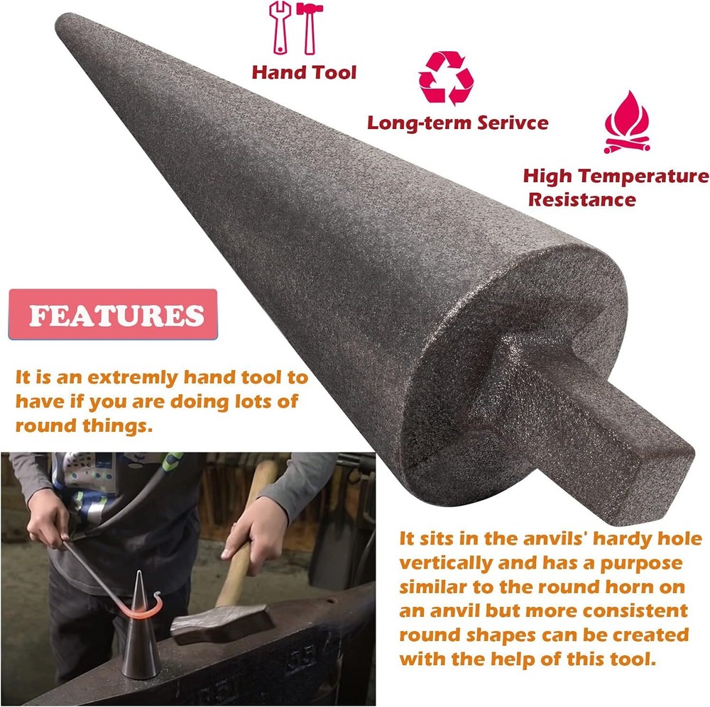 Blacksmith Anvil Cone Mandrel Hardy Tool Hard Iron Anvil Forming Cone 1“ Hardy