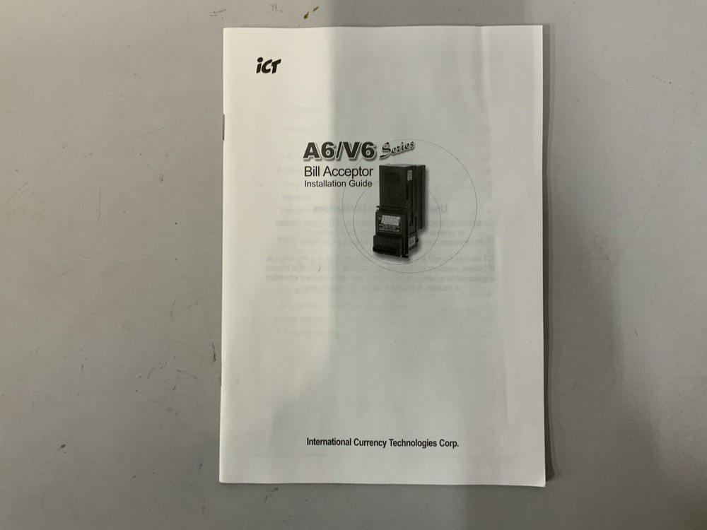 ICT  A6/V6 series Bill Acceptor installation Guide