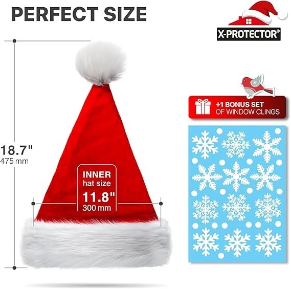 X-Protector Santa Hat - Large Christmas Hat for Adults