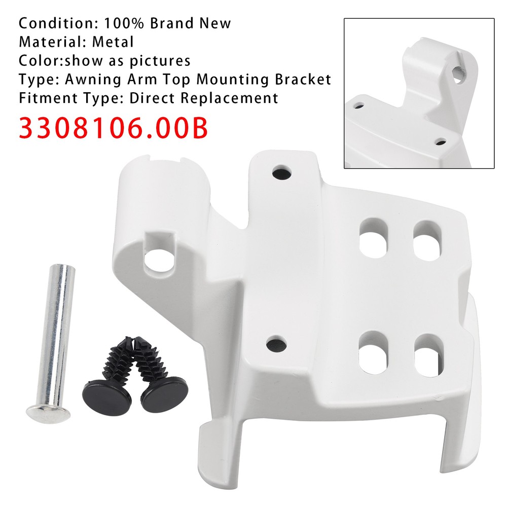 3308106.00B White Awning Arm Top Mounting Bracket Kit For Dometic 3308106.00.