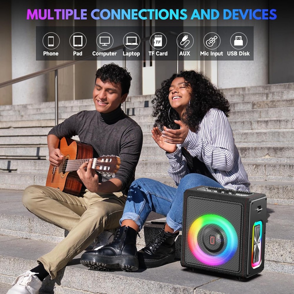 Karaoke Machine, Portable Bluetooth 5.3 Speaker with 3 Wireless Microphones for