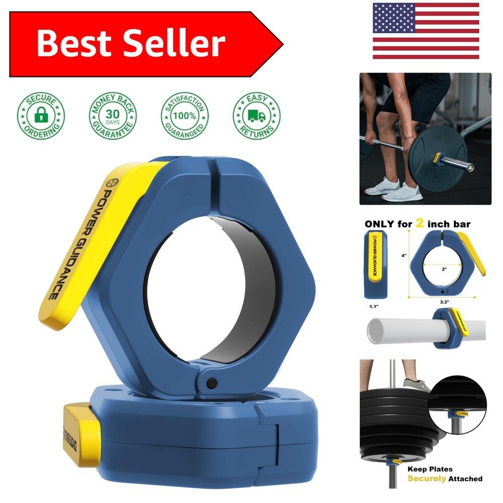 Compact Non-Slip Barbell Collars for 2 Inch Olympic Weightlifting - Safety First