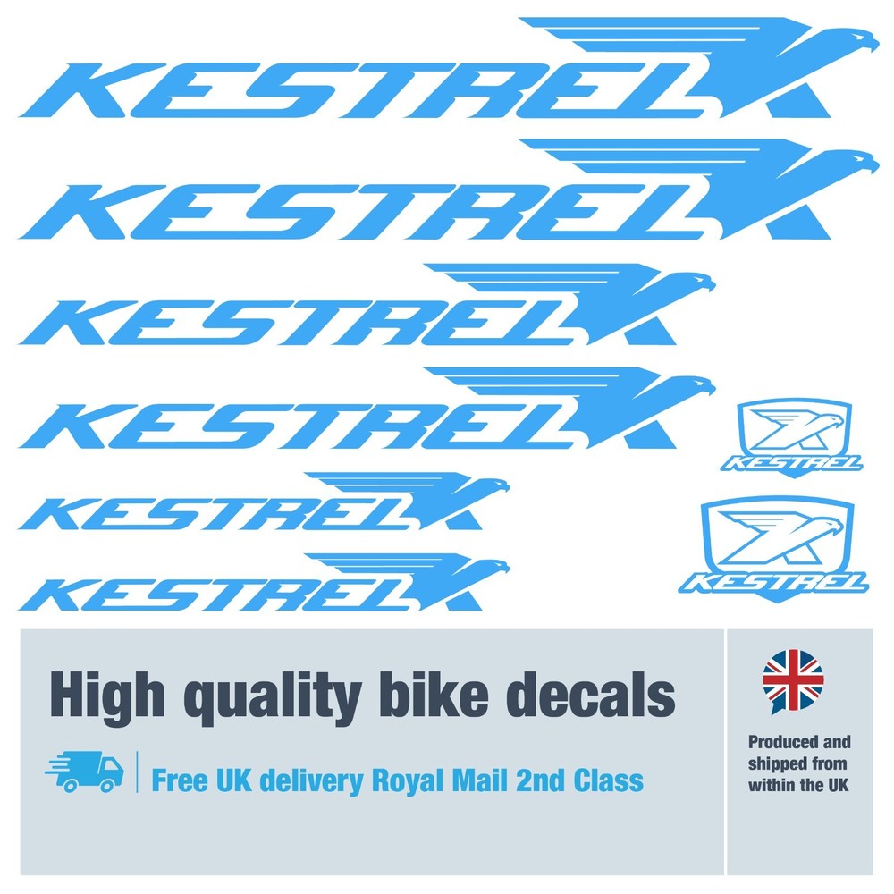 Kestrel solid bike labels / decals , 5+ years external quality (23 pack)