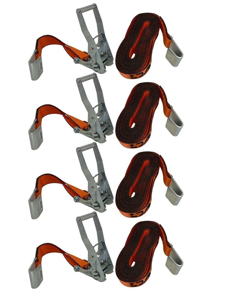 2”X30’ Heavy Duty Ratchet Strap with Flat Hook 4 Pack